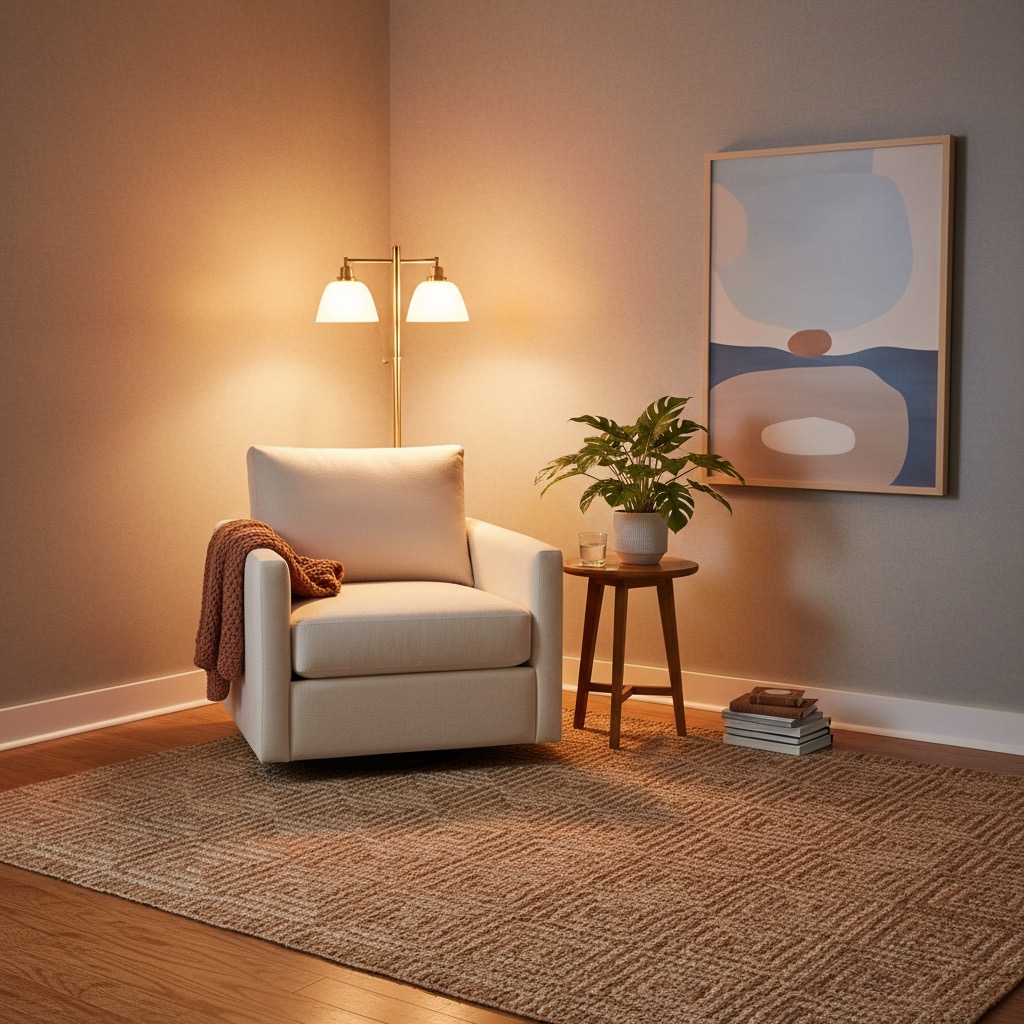 Relaxed client during a hypnotherapy session in a calm clinic room