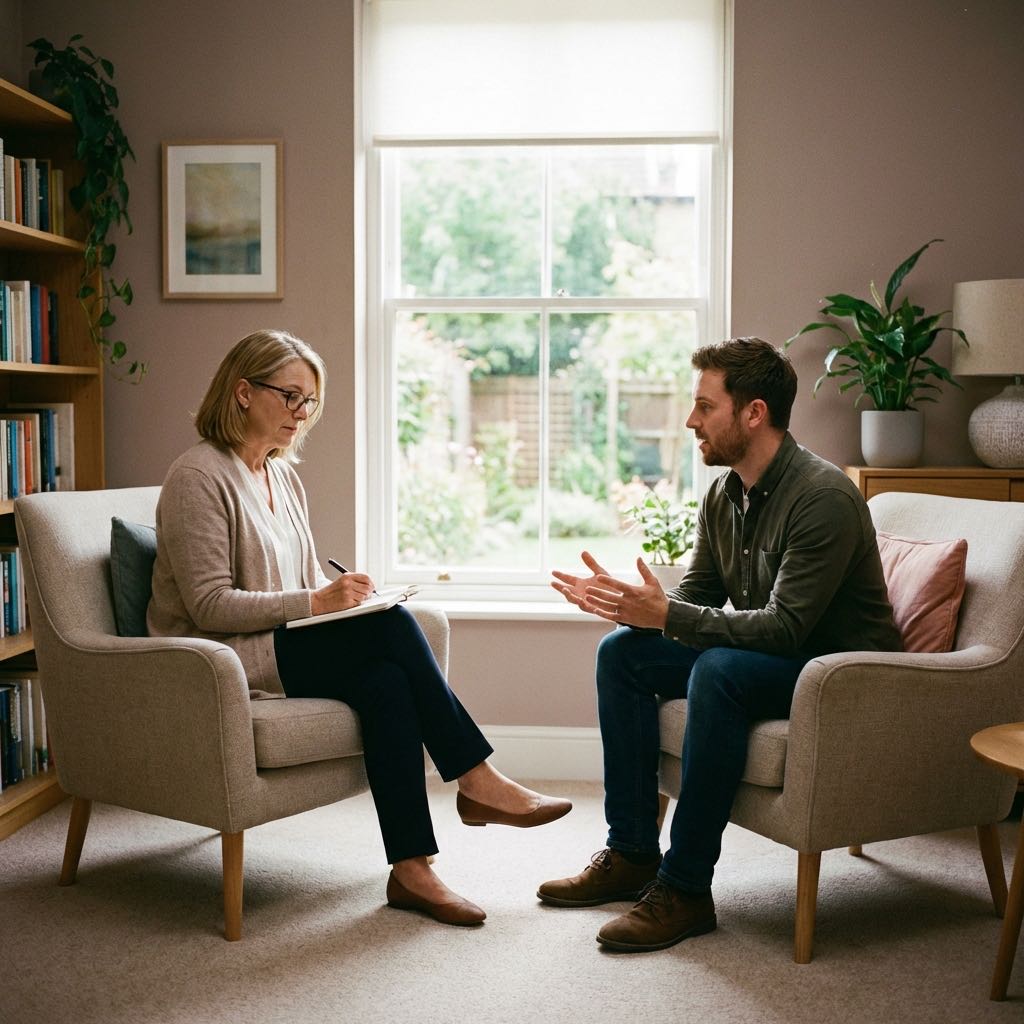 Experienced counsellor helping client at the Human Performance Clinic Glasgow