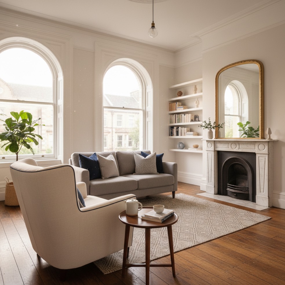 Professional hypnotherapy consultation room at HPC Glasgow West End